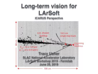 Long-term vision for  LArSoft  ICARUS Perspective  Tracy Usher SLAC National Accelerator Laboratory