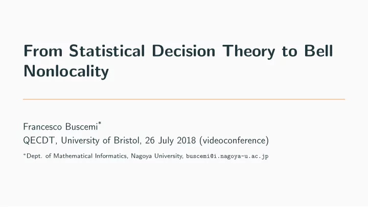 from statistical decision theory to bell nonlocality