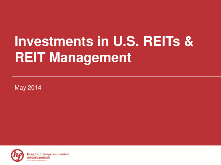 investments in u s reits reit management