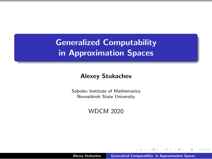 generalized computability in approximation spaces