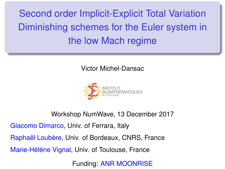 second order implicit explicit total variation