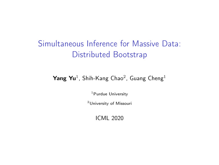 simultaneous inference for massive data distributed