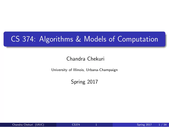 cs 374 algorithms models of computation