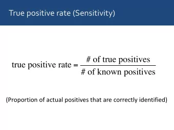 # of true positives true positive rate =  # of known positives  (Proportion of actual positives