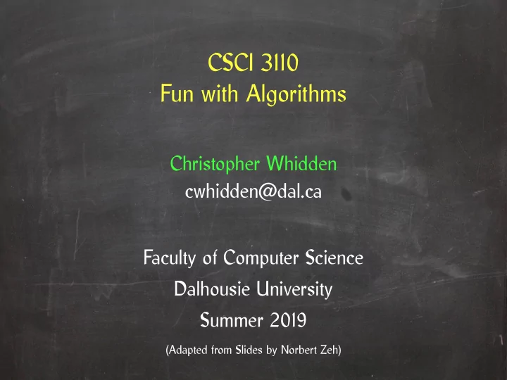 csci 3110 fun with algorithms