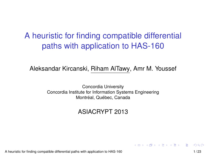 a heuristic for finding compatible differential paths