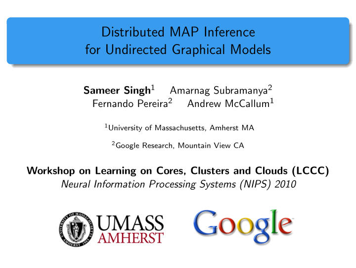 distributed map inference for undirected graphical models