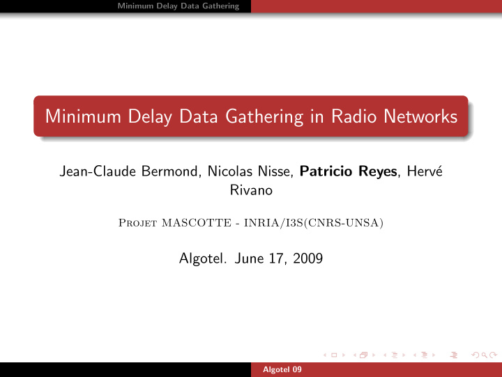 minimum delay data gathering in radio networks