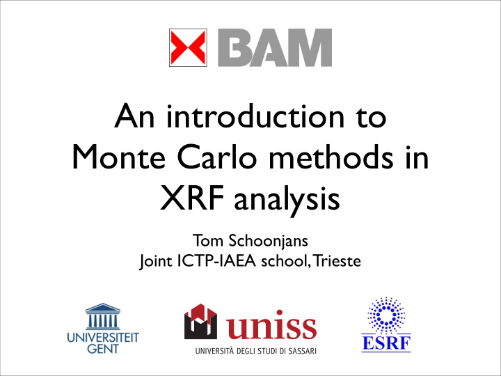 an introduction to monte carlo methods in xrf analysis