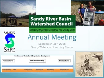 Annual Meeting September 28 th , 2015  Sandy Watershed Learning Center  Council Development