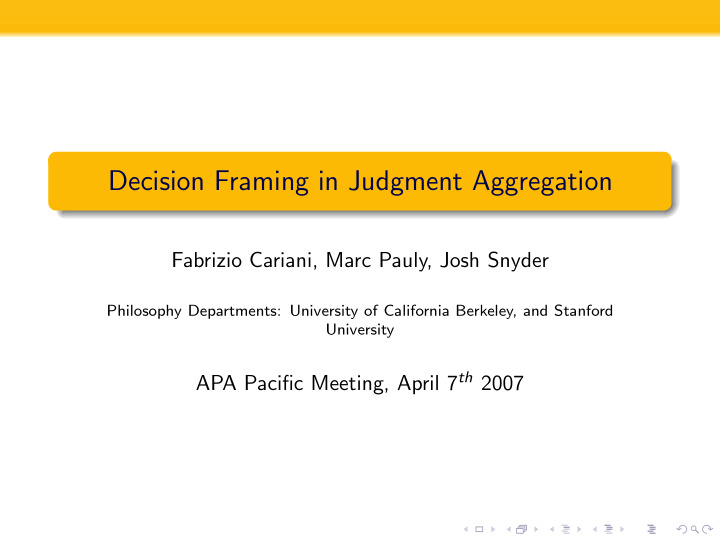 decision framing in judgment aggregation