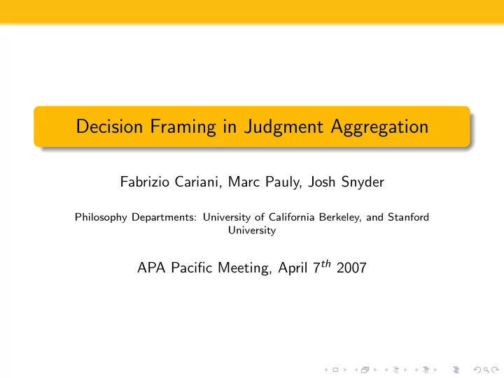 decision framing in judgment aggregation