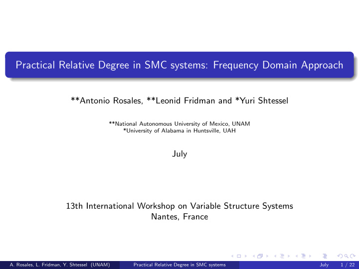 practical relative degree in smc systems frequency domain