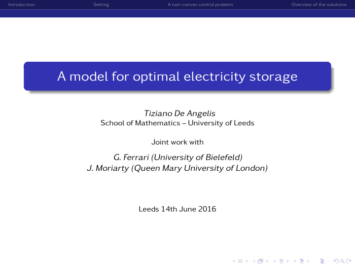 a model for optimal electricity storage