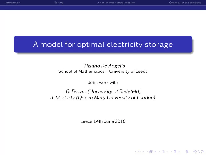 a model for optimal electricity storage