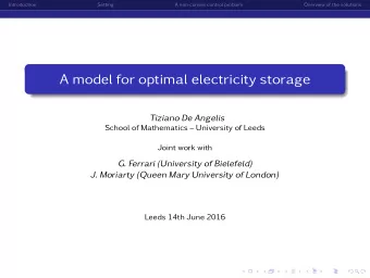 A model for optimal electricity storage  Tiziano De Angelis  School of Mathematics  University