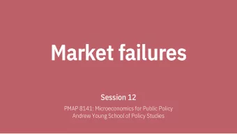 Ma  Mark  rket  et f  failures  ures  Session 12  PMAP 8141: Microeconomics for Public Policy
