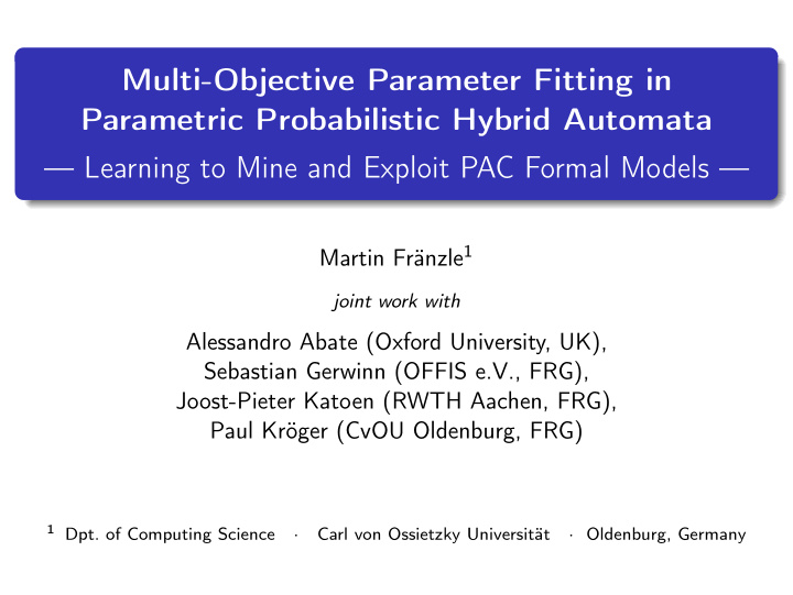 multi objective parameter fitting in parametric