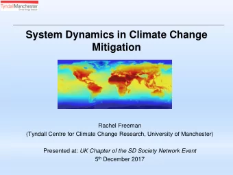 Mitigation  Rachel Freeman  (Tyndall Centre for Climate Change Research, University of Manchester)
