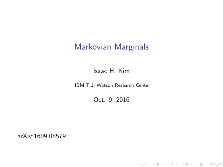 markovian marginals