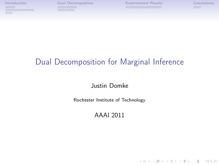 dual decomposition for marginal inference