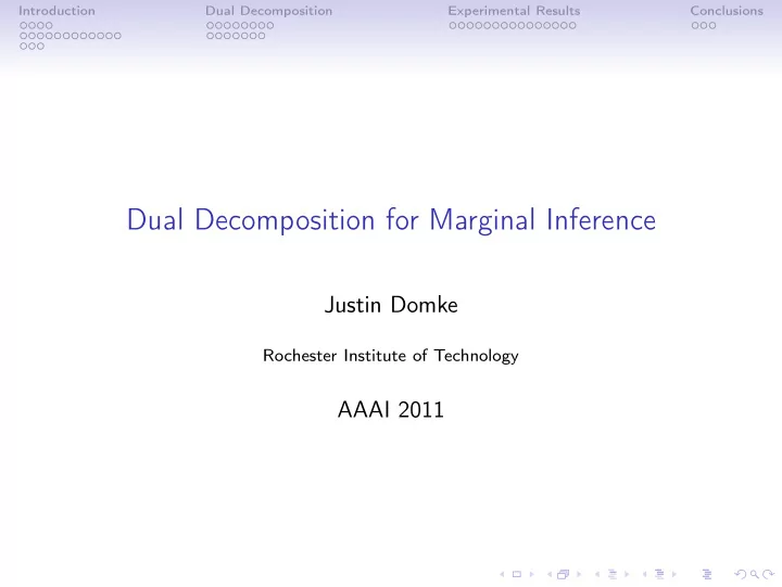 dual decomposition for marginal inference