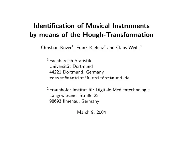 identification of musical instruments by means of the