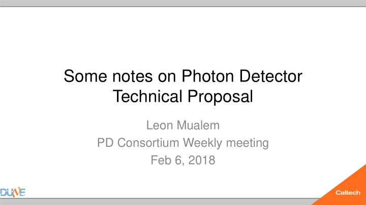 some notes on photon detector technical proposal