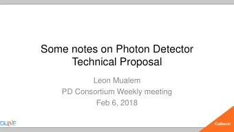 Some notes on Photon Detector  Technical Proposal  Leon Mualem  PD Consortium Weekly meeting  Feb