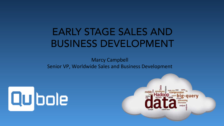 early stage sales and business development