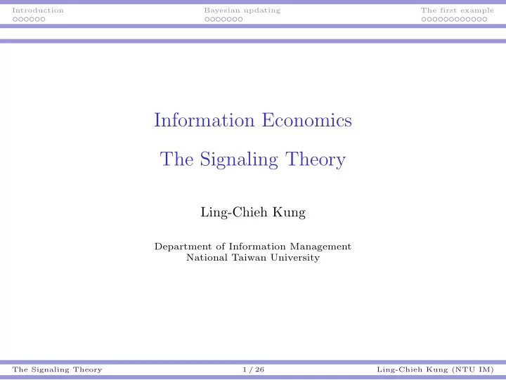 information economics the signaling theory