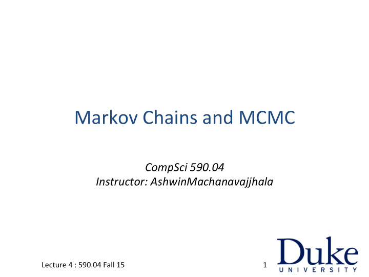 markov chains and mcmc