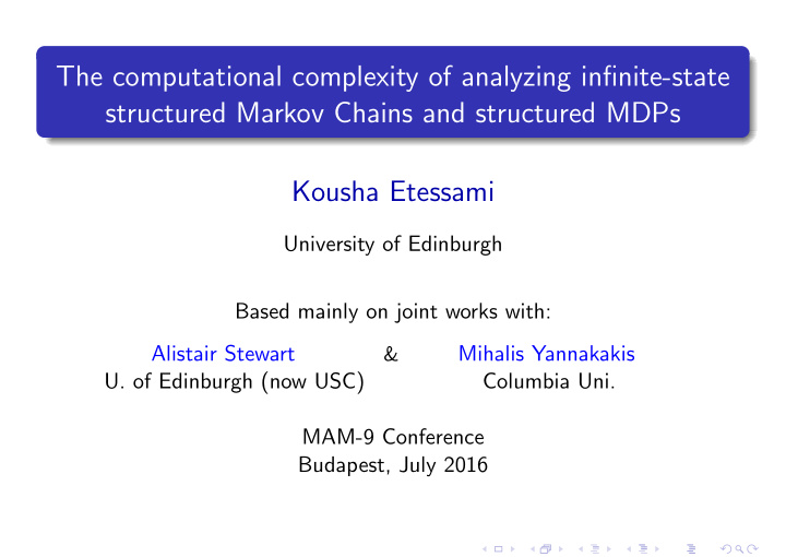 the computational complexity of analyzing infinite state