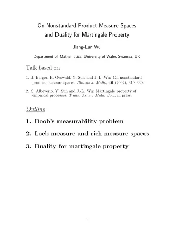 On Nonstandard Product Measure Spaces  and Duality for Martingale Property  Jiang-Lun Wu