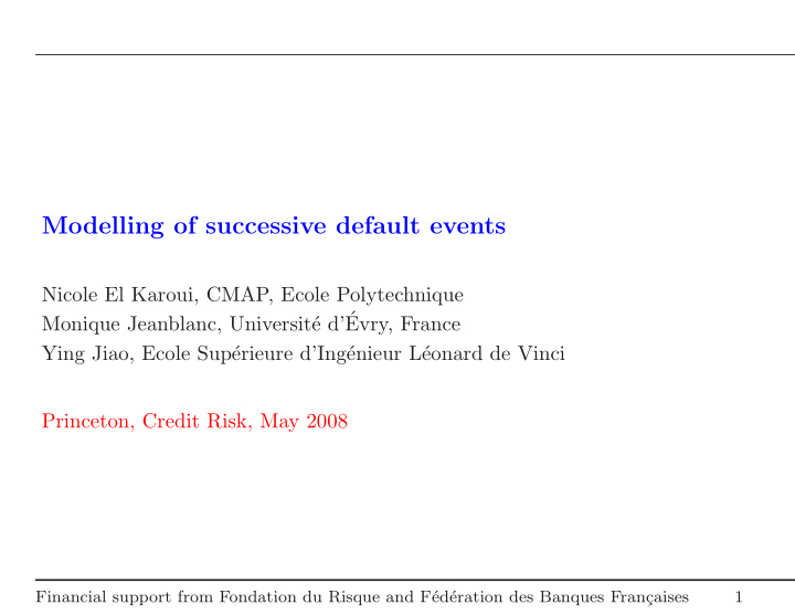 modelling of successive default events