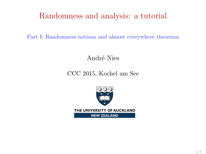 randomness and analysis a tutorial