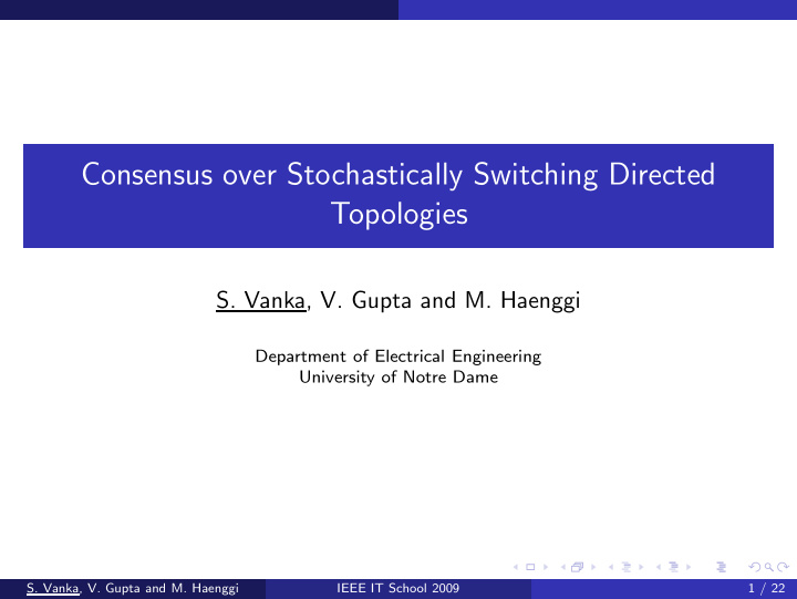consensus over stochastically switching directed