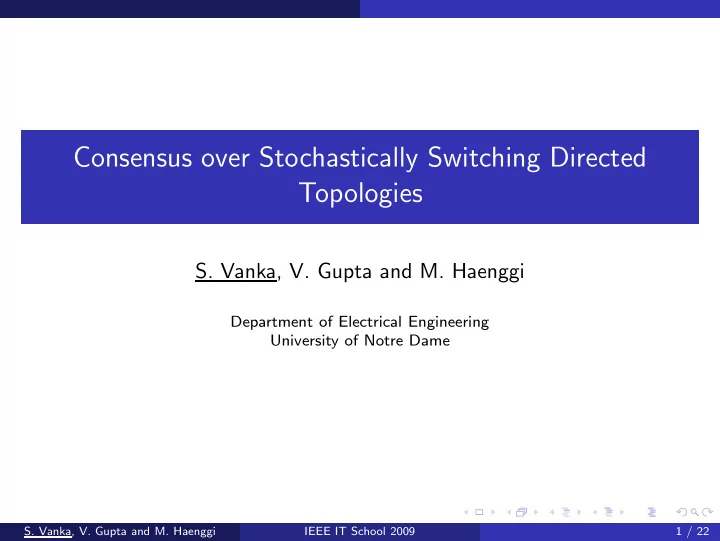 consensus over stochastically switching directed