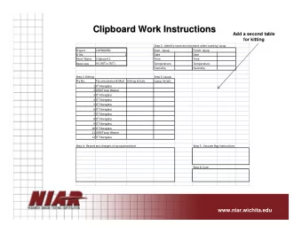 Clipboard Work Instructions  Clipboard Work Instructions  Add a second table  for kitting  Step 2 :