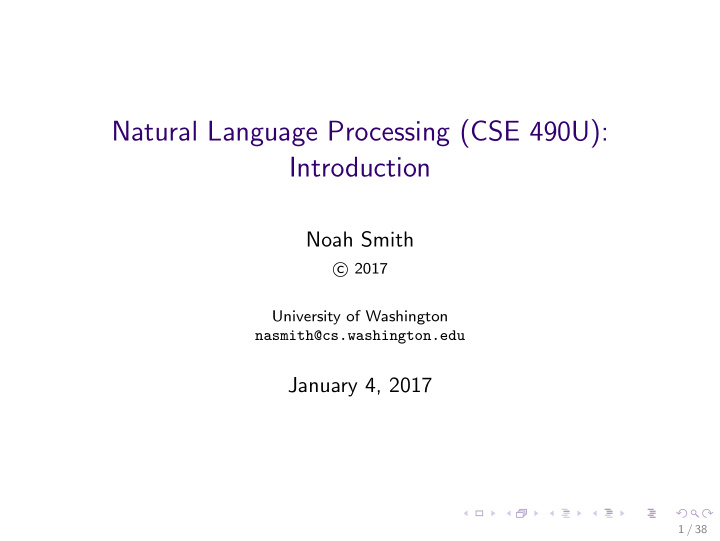 natural language processing cse 490u introduction