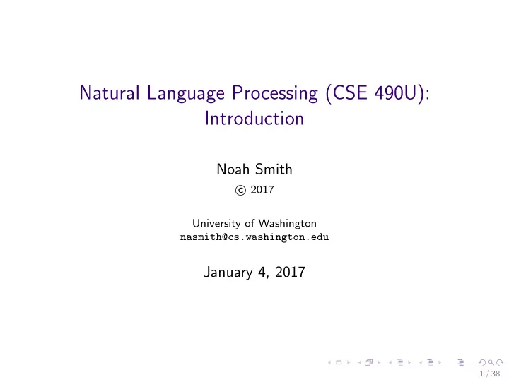 natural language processing cse 490u introduction