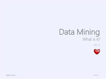 Da  Data Min  a Minin  ing  What  at i  is it?  Ch. 1  I-DM- 1  IRDM 15/16  What is Data Mining?