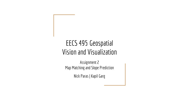 eecs 495 geospatial vision and visualization