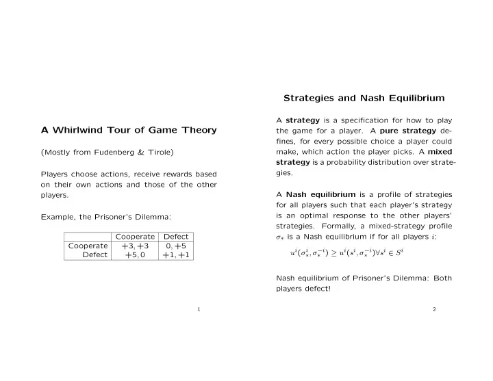strategies and nash equilibrium