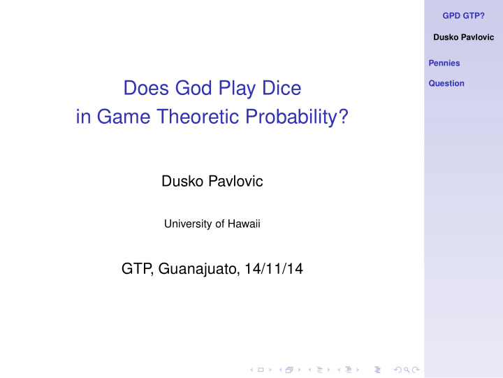 does god play dice