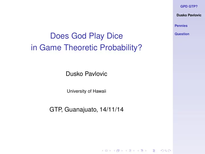 does god play dice