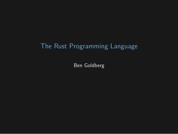 the rust programming language