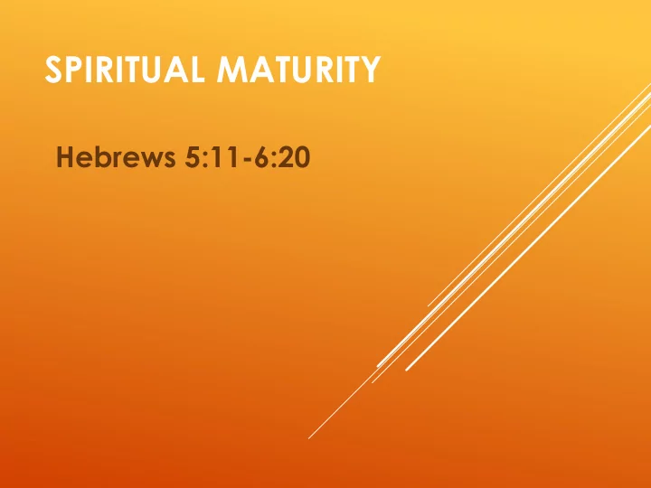 spiritual maturity