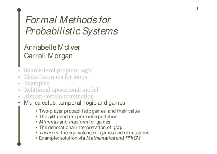 formal methods for probabilistic systems