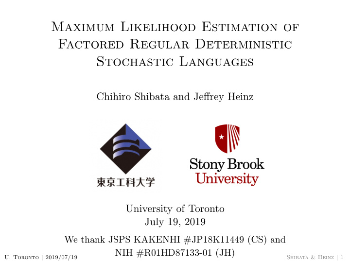 maximum likelihood estimation of factored regular